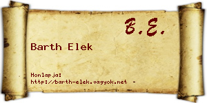 Barth Elek névjegykártya